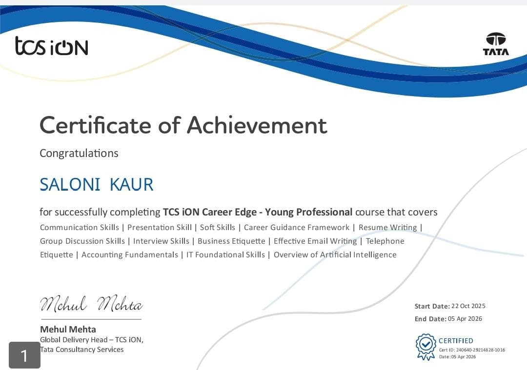 this is my tcs certificate