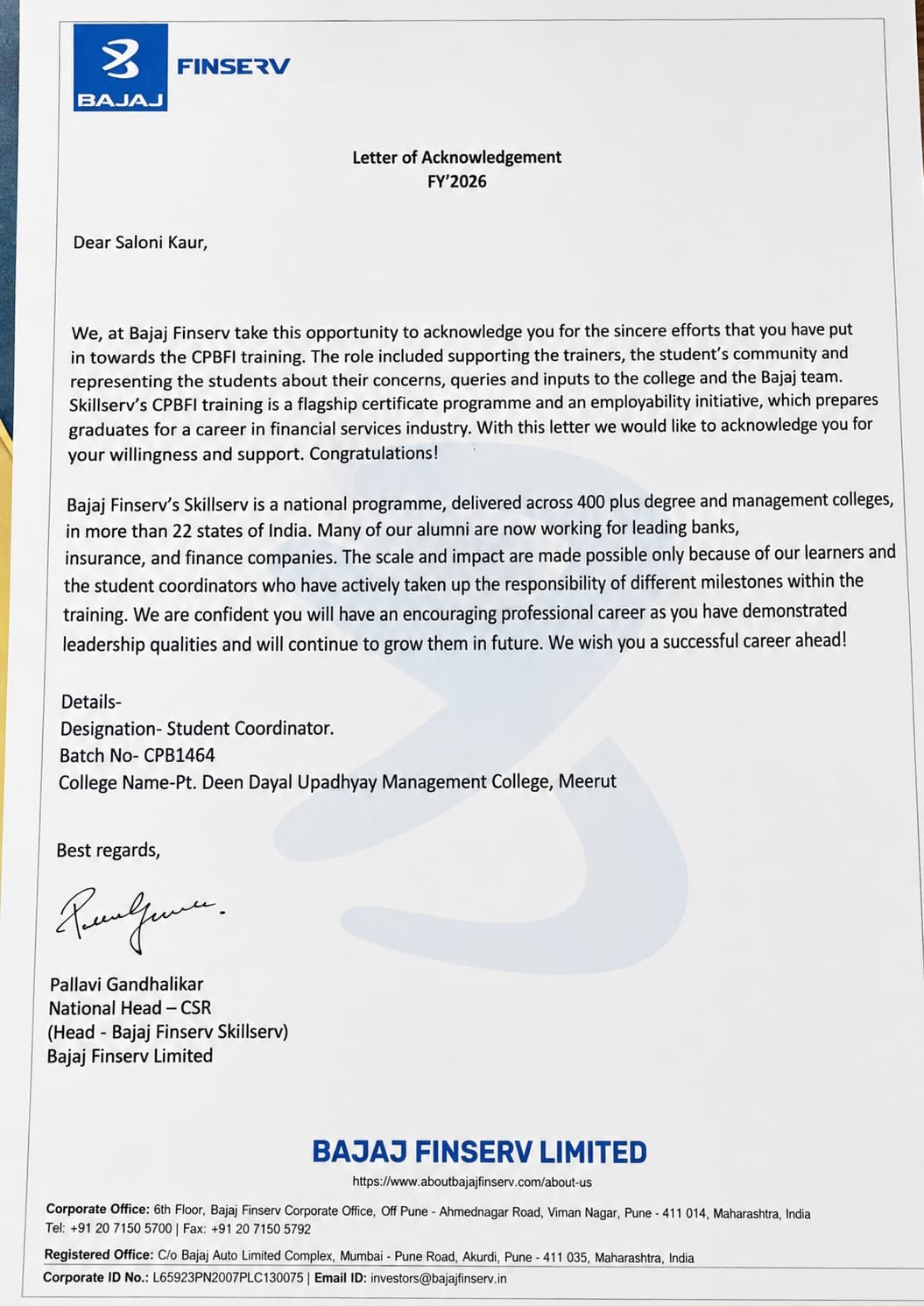 this is my CPBIF letter to coordinator course certificate at