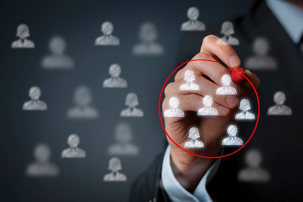 Marketing segmentation, customers care, customer relationship management (CRM) and team building concepts